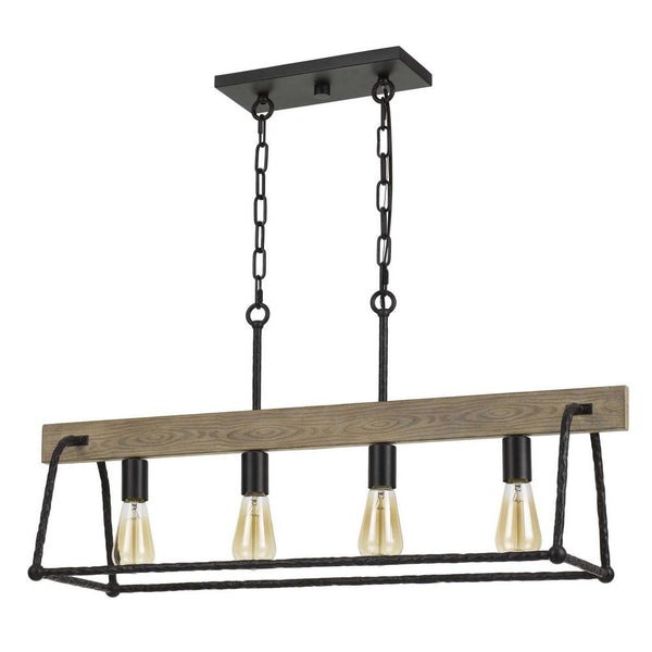 Hand Forged Metal Island Frame Chandelier With Hardwired Switch, Black - BM233300