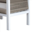 Fabric Upholstered Arm Chair With Cushioned Back, Taupe Brown And White