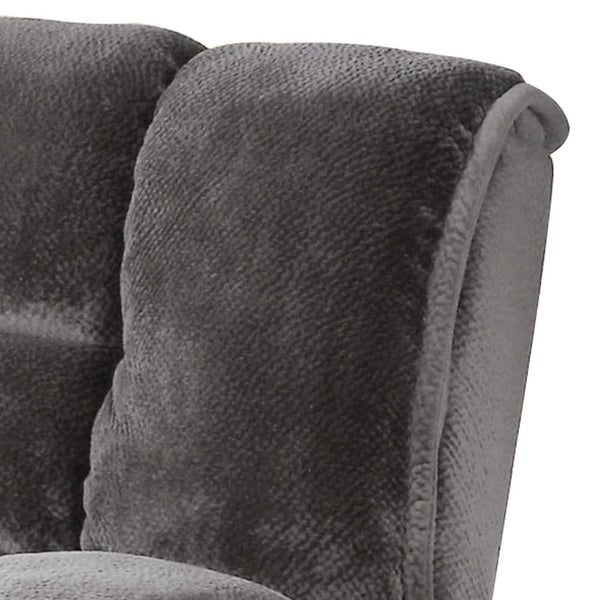 Convertible Fabric Chair With Tufted Design And Metal Legs, Gray