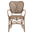 18.25 Inches Cottage Style Rattan Woven Arm Chair, Brown