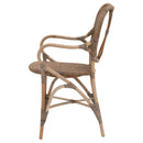 18.25 Inches Cottage Style Rattan Woven Arm Chair, Brown