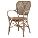 18.25 Inches Cottage Style Rattan Woven Arm Chair, Brown