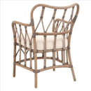 Lattice Design Wooden Arm Chair With Rattan Binding, Brown