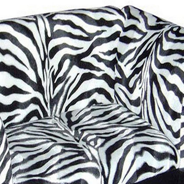 Sofa Pet Bed With Zebra Print Fabric And Storage, White And Black