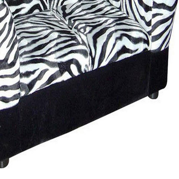 Sofa Pet Bed With Zebra Print Fabric And Storage, White And Black