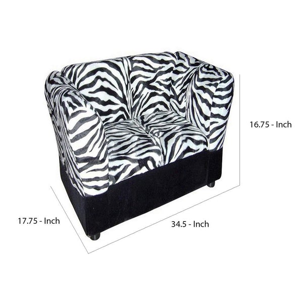 Sofa Pet Bed With Zebra Print Fabric And Storage, White And Black