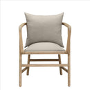 High Arm Cushioned Armchair With Wood Frame, Gray And Brown