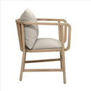 High Arm Cushioned Armchair With Wood Frame, Gray And Brown