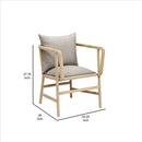 High Arm Cushioned Armchair With Wood Frame, Gray And Brown