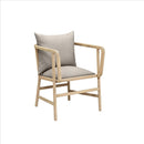 High Arm Cushioned Armchair With Wood Frame, Gray And Brown