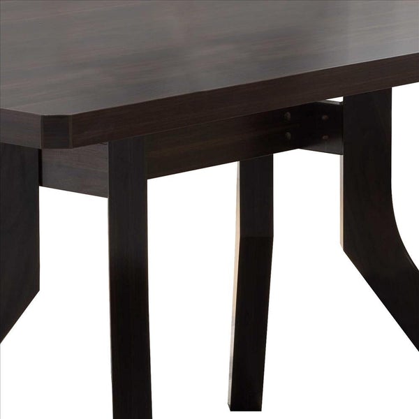 Dining Table With Wooden Top And Angled Legs, Brown