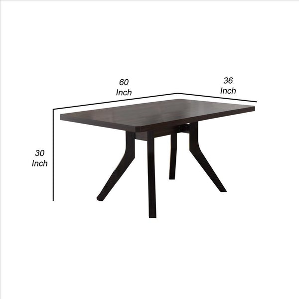 Dining Table With Wooden Top And Angled Legs, Brown