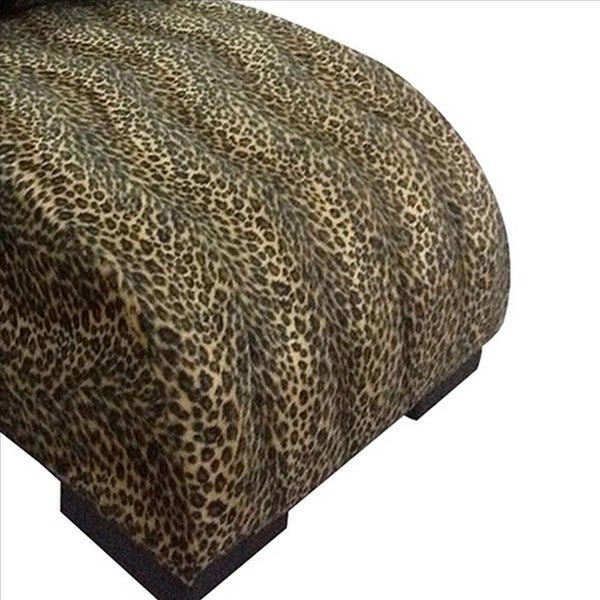 Pet Furniture With Leopard Print Fabric And Block Feet, Black And Yellow