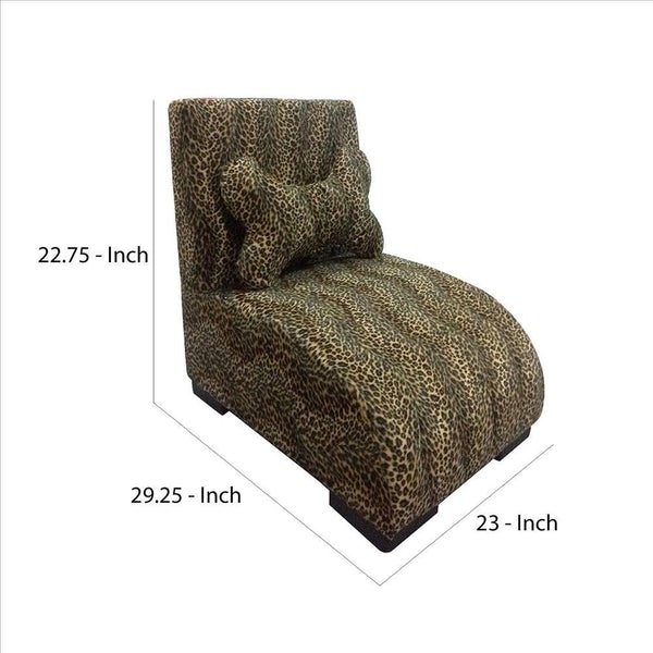 Pet Furniture With Leopard Print Fabric And Block Feet, Black And Yellow