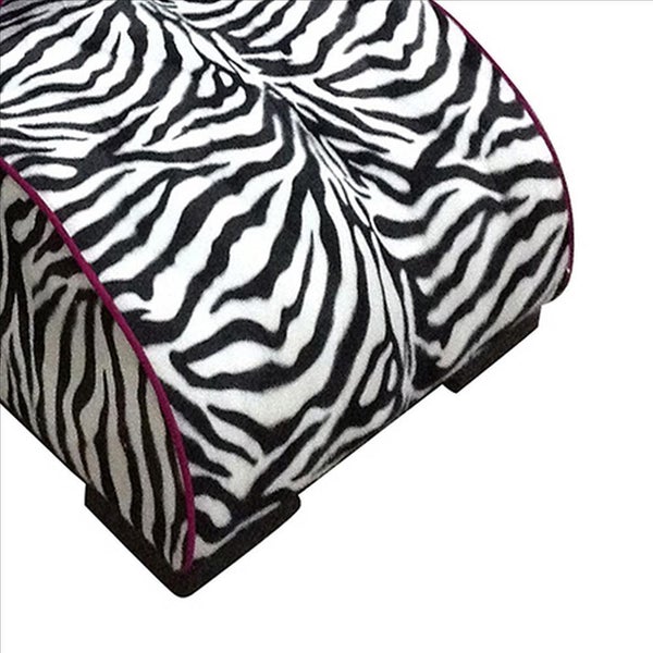 Pet Furniture With Zebra Print Fabric And Block Feet, Black And White