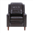 Armchair With Push Back Recline And Button Tufting, Dark Brown