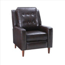 Armchair With Push Back Recline And Button Tufting, Dark Brown