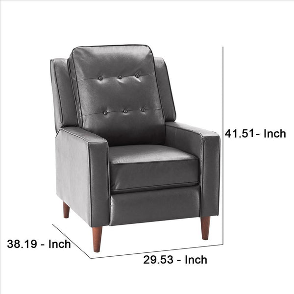 Armchair With Push Back Recline And Button Tufting, Black