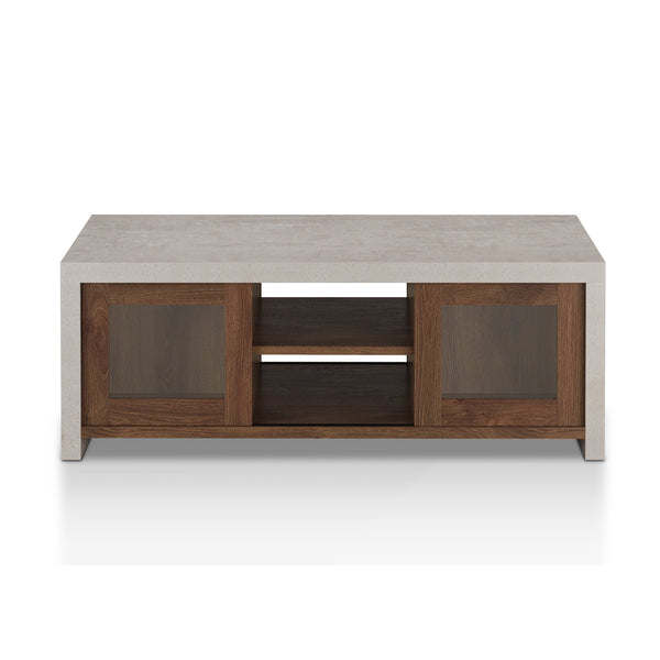 Wright Industrial Multi-Storage Coffee Table in Distressed Walnut and Cement