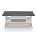 Philip Industrial Glass Top Coffee Table in Gray