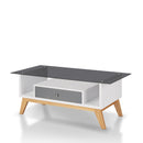 Philip Industrial Glass Top Coffee Table in Gray