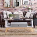 Philip Industrial Glass Top Coffee Table in Gray