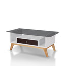 Philip Industrial Glass Top Coffee Table in Espresso
