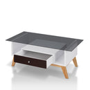 Philip Industrial Glass Top Coffee Table in Espresso