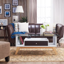 Philip Industrial Glass Top Coffee Table in Espresso