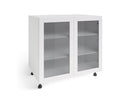 Home White Two Door Base Cabinet with glass doors, 36 Inch