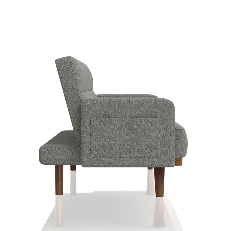 Netti Mid-Century Upholstered Futon in Gray