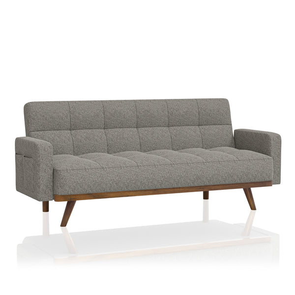 Netti Mid-Century Upholstered Futon in Gray