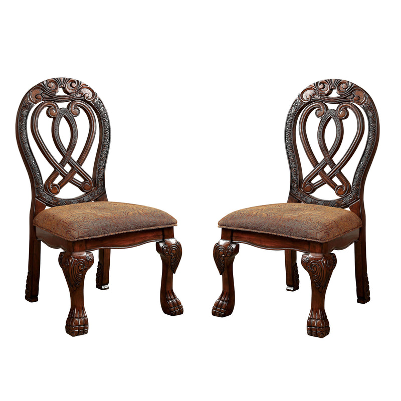 Beau Traditional Padded Side Chairs in Cherry (Set of 2)