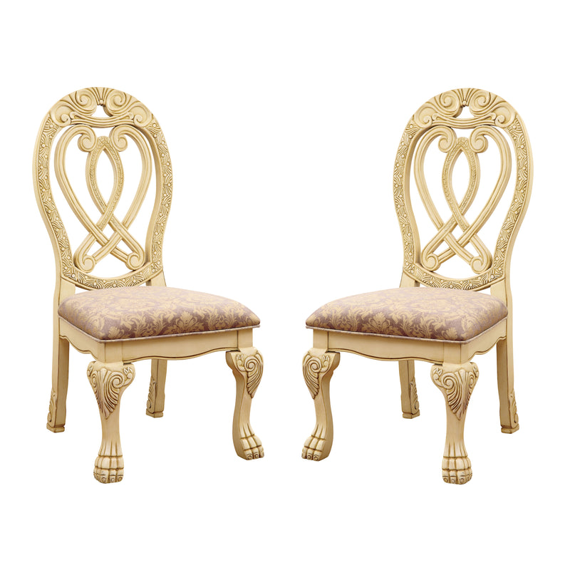 Beau Traditional Padded Side Chairs in White (Set of 2)