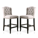 Lubbers Rustic Button Tufted Bar Chairs in Antique Black (Set of 2)