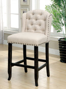 Lubbers Rustic Button Tufted Bar Chairs in Antique Black (Set of 2)