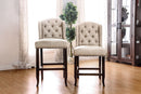 Lubbers Rustic Button Tufted Bar Chairs in Antique Black (Set of 2)