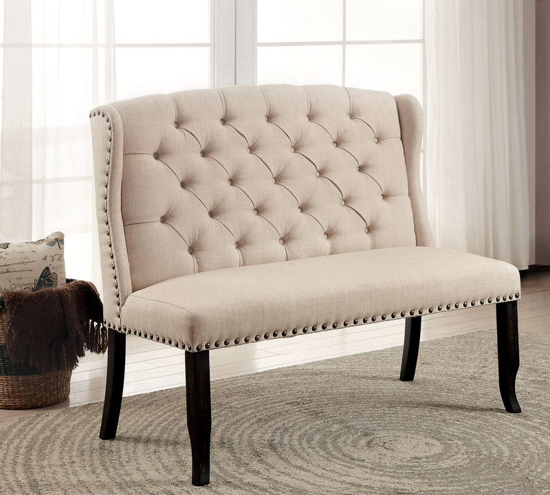 Colla Rustic Button Tufted Bench
