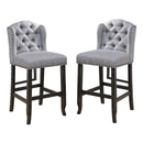 Lubbers Rustic Button Tufted Bar Chairs in Light Gray and Antique Black (Set of 2)