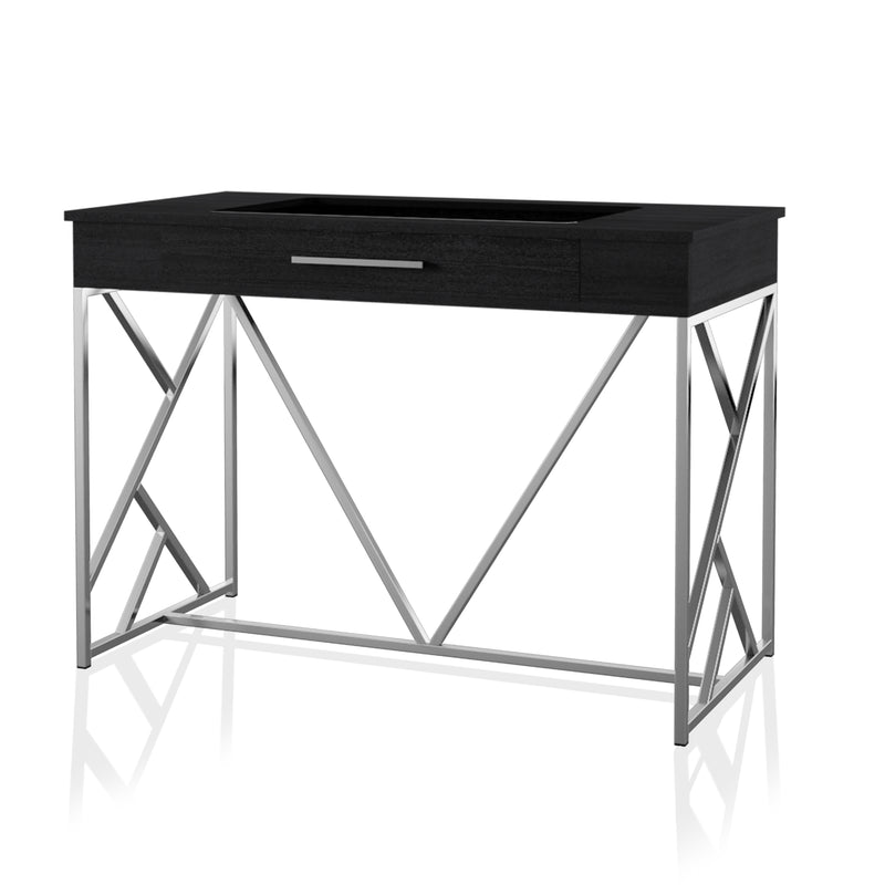 Corinne Contemporary 1-Drawer Counter Height Table in Black and Chrome