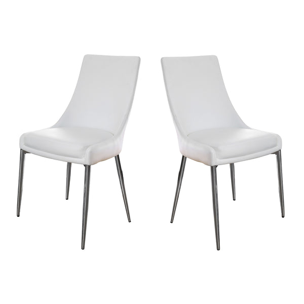 Eisen Contemporary Faux Leather Side Chairs in White (Set of 2)