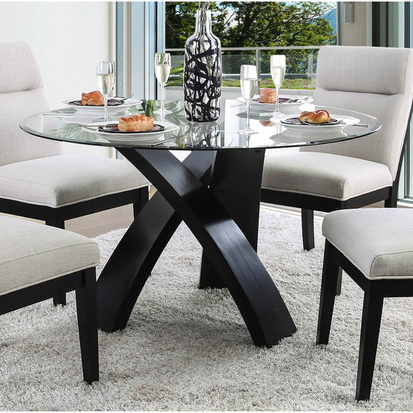 Furniture of America-Hazmina Contemporary Glass Top Dining Table  