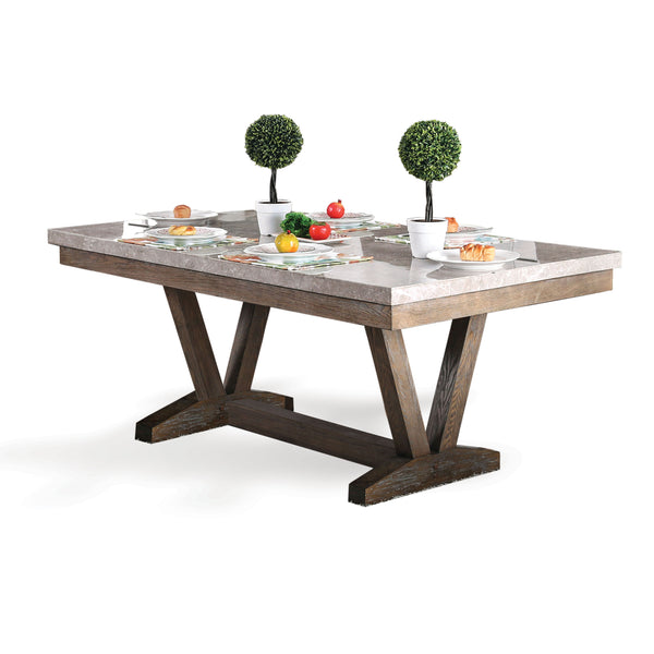 Justeen Rustic Faux Marble Top Dining Table