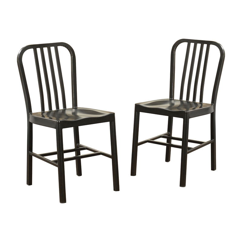 Waterloo Industrial Steel Slat Back Side Chairs in Black (Set of 2)