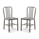 Waterloo Industrial Metal Slat Back Side Chairs in Gun metal finish (Set of 2)