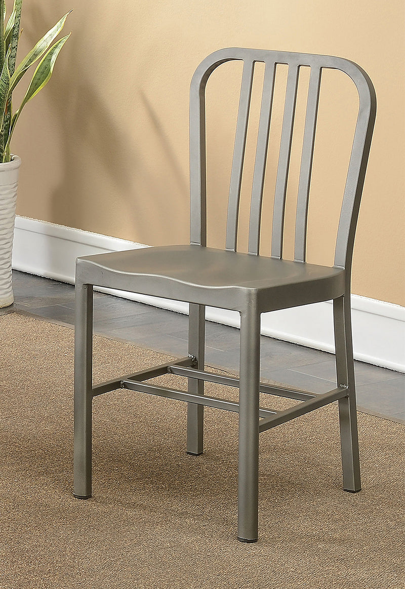 Waterloo Industrial Metal Slat Back Side Chairs in Gun metal finish (Set of 2)