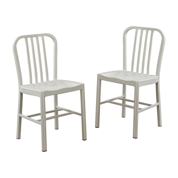 Waterloo Industrial Metal Slat Back Side Chairs in Silver (Set of 2)