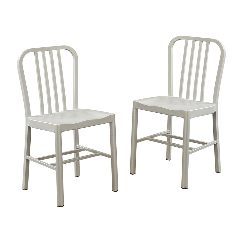 Waterloo Industrial Metal Slat Back Side Chairs in Silver (Set of 2)