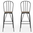 Slatted Modern Metal Frame Bar Chairs in Black (Set of 2)