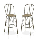 Slatted Modern Metal Frame Bar Chairs in Bronze (Set of 2)